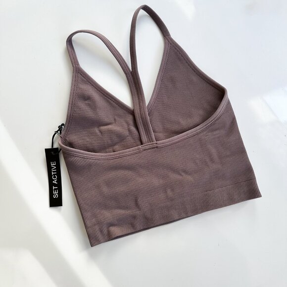 Set Active | NWT Sculptflex Ribbed V Sports Bra in Pepper - Picture 5 of 6